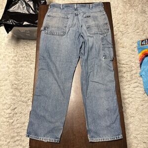 Vintage Key Distressed Denim Double Knee Jeans Pants Sz 36x30 *RIPPED KNEE*